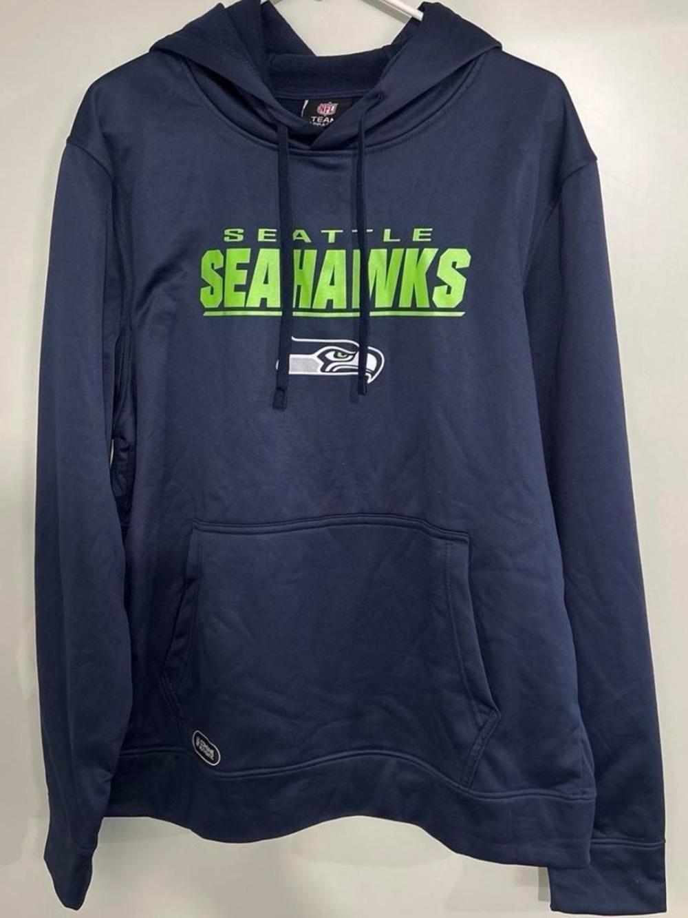 Seattle Seahawks Navy Pullover Hoodie with Neon Green Logo